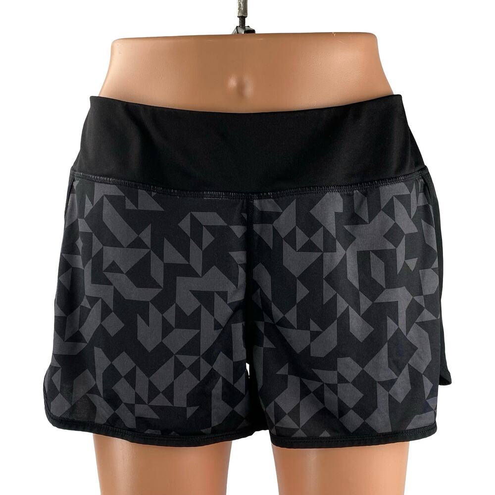 Reebok CrossFit One Black Geometric Yoga Gym Track Athletic Activewear Shorts M